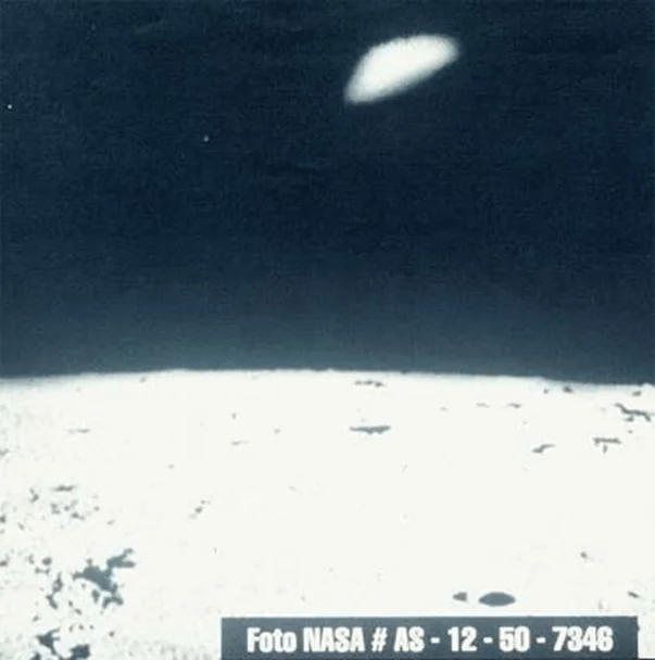 NASA Photo AS-12-50-7348 — Unidentified object photographed over the lunar surface